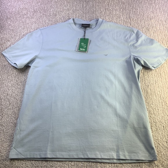 Emporio Armani Mens Pearl Blue Crew Neck T Shirt Travel Essential Easy XL NWT - Picture 2 of 12